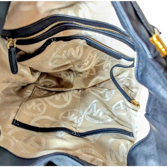 MICHAEL KORS Beverly Drawstring Black Leather Satchel - Picture 7 of 10